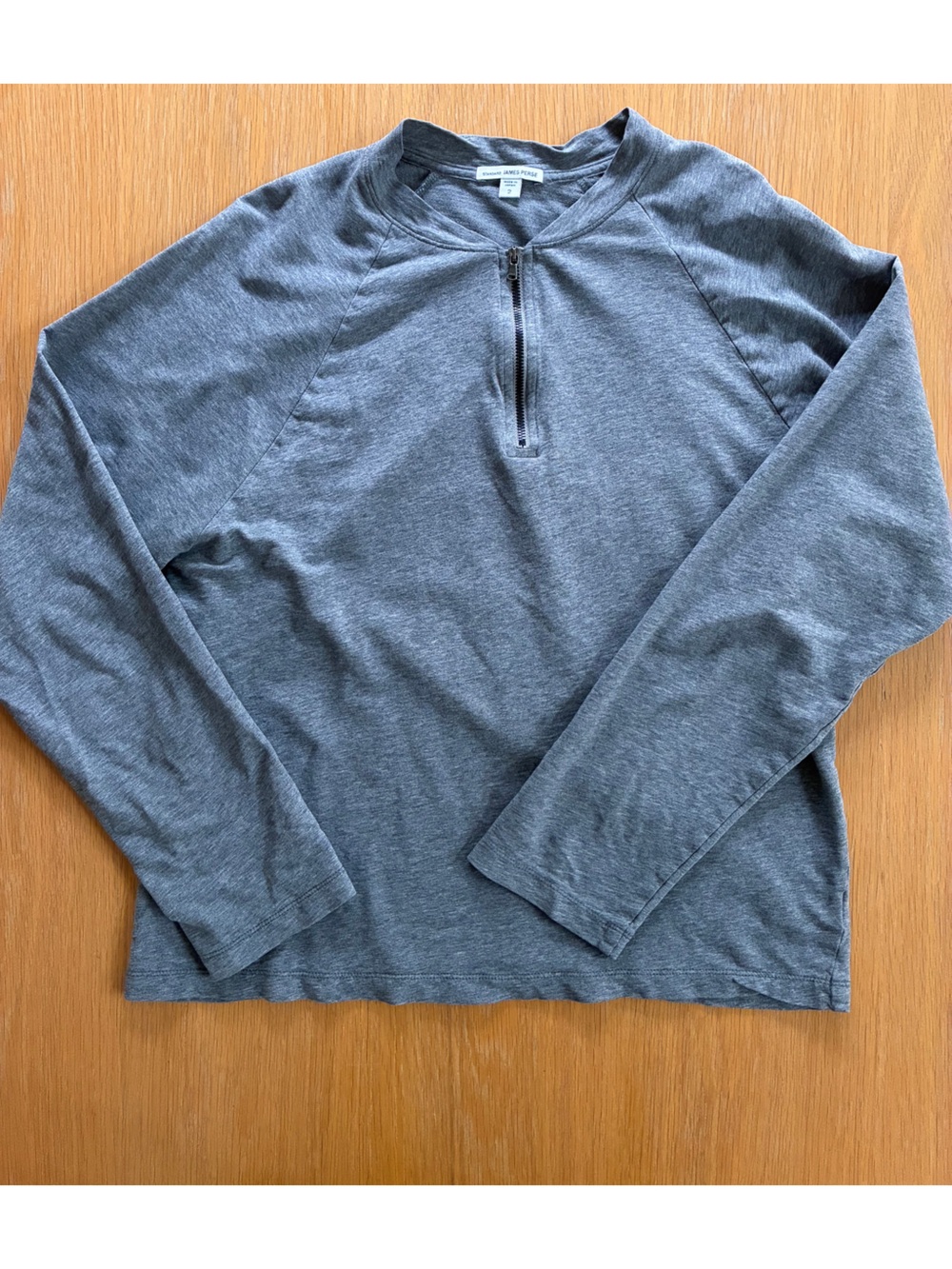 Standard James Perse-Sz 2 Medium 1/2 Zip Baseball Pullover-Preppy-Classic